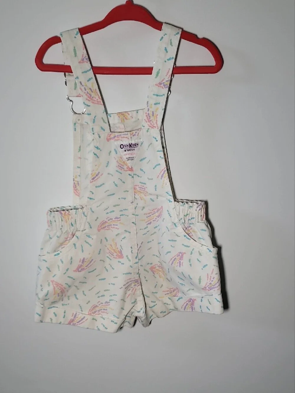 OshKosh B'gosh Cream Multicolor Printed Short Overalls